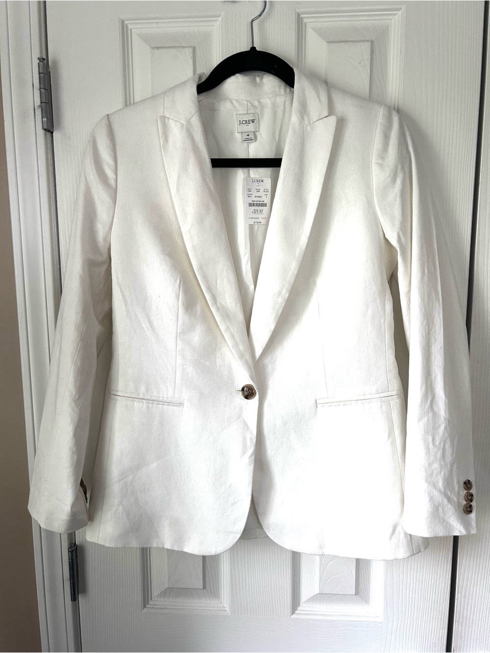 J.Crew White Linen Blend Blazer Size 4 NWT Re-Imagined